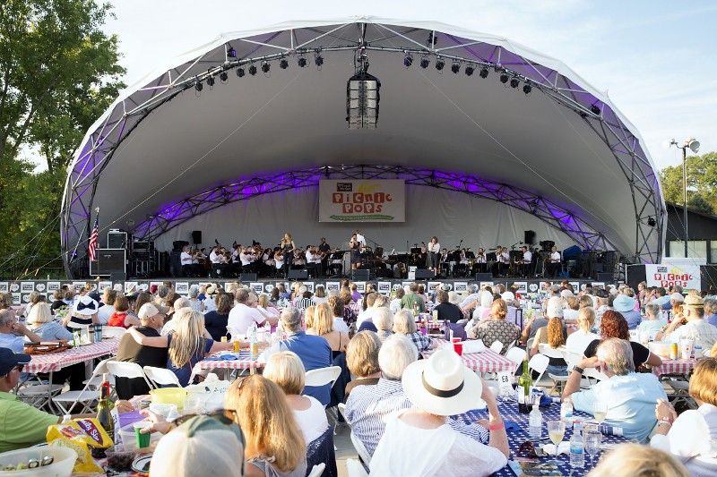 Crowd on the lawn at an outdoor Picnic Pops concert